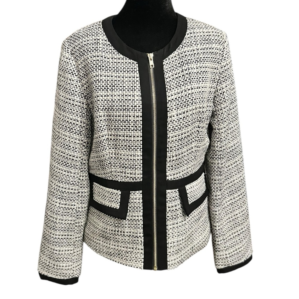 Dolce Cabo Tweed Blazer Jacket Black White M